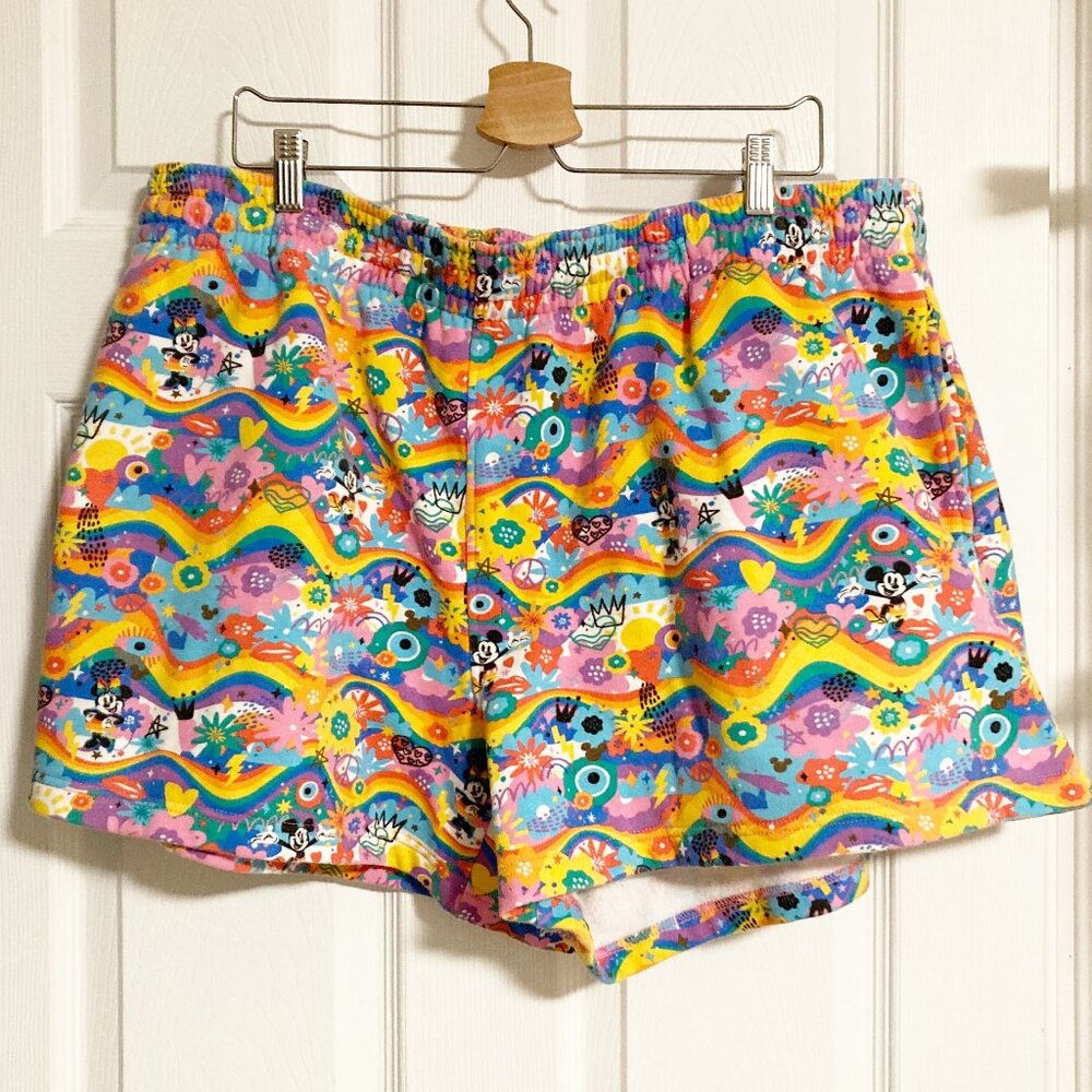 Disney Parks Pride Collection Cotton Terry Rainbow Colorful Shorts Size 1X
